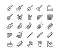 Musical instruments icons in outline style