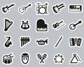 Musical Instruments Icons Black & White Sticker Set Big