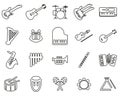 Musical Instruments Icons Black & White Thin Line Set Big