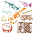 Musical instruments icons color set