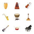 Musical instruments icons set, cartoon style Royalty Free Stock Photo