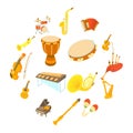 Musical instruments icons set, cartoon style Royalty Free Stock Photo