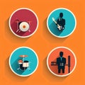 Musical instruments icons set in flat design style. Vector illustration Royalty Free Stock Photo