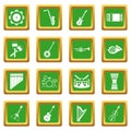 Musical instruments icons set green Royalty Free Stock Photo