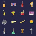 Musical instruments icons set vector sticker Royalty Free Stock Photo