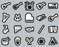 Musical Instruments Icons White On Black Sticker Set Big