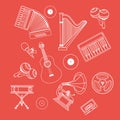 Musical Instruments Icons White Outline Royalty Free Stock Photo