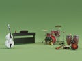 Musical instruments isolated on green background Royalty Free Stock Photo