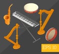 Musical instruments isometric vector illustration