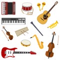 Musical instruments. A large set of musical instruments. Vector illustration
