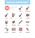 Musical instruments - modern line design icons set