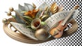 Musical instruments and notes decor art music theme design png transparent image Generative AI Royalty Free Stock Photo