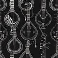 Musical Instruments Pattern Black and White Royalty Free Stock Photo