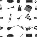 Musical instruments pattern icons in black style. Big collection of musical instruments vector symbol stock illustration Royalty Free Stock Photo