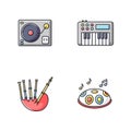 Musical instruments RGB color icons set Royalty Free Stock Photo