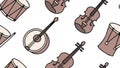 Musical Instruments Seamless Pattern Art, vector design Generative AI Royalty Free Stock Photo
