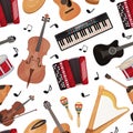 Musical Instruments Seamless Pattern Design for Entertainment Performance Vector Template Royalty Free Stock Photo