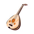 Musical instruments series. Traditional Ukrainian kobza, isolated on white background. Vector illustration