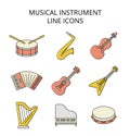 musical instruments. set of colored vector icons in flat style Royalty Free Stock Photo