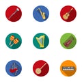 Musical instruments set icons in flat style. Big collection of musical instruments vector symbol stock illustration Royalty Free Stock Photo