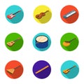 Musical instruments set icons in flat style. Big collection of musical instruments vector symbol stock illustration Royalty Free Stock Photo