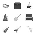 Musical instruments set icons in monochrome style. Big collection of musical instruments vector symbol stock Royalty Free Stock Photo