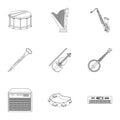 Musical instruments set icons in outline style. Big collection of musical instruments vector symbol stock illustration Royalty Free Stock Photo