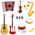 Musical instruments, a set of musical instruments. Royalty Free Stock Photo