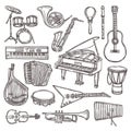 Musical instruments sketch icon Royalty Free Stock Photo