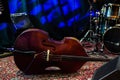 Musical instruments on the stage of the club during the intermission. Royalty Free Stock Photo