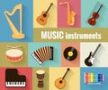 Musical instruments vector set