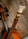 Musical instruments violin and duduk . Royalty Free Stock Photo