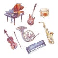 Musical instruments watercolor set