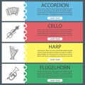 Musical instruments web banner templates set