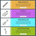 Musical instruments web banner templates set