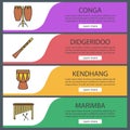 Musical instruments web banner templates set