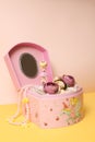 Musical jewelry box with flower decoration and a little princess