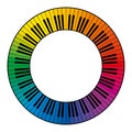 Musical keyboard, circle frame, with rainbow colored keys