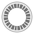 Musical keyboard with twelve octaves, circle frame and decorative border