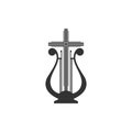 Musical logo. Harp and cross