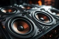 Musical magic unfolds in a close-up of a multimedia acoustic sound system.