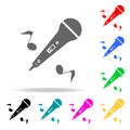 musical microphone with notes icon. Elements of party multi colored icons. Premium quality graphic design icon. Simple icon for we