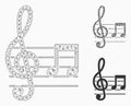 Musical Notation Vector Mesh Wire Frame Model and Triangle Mosaic Icon