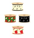 Musical note and apple ribbon spools