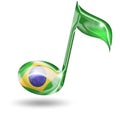 Musical note with brazilian flag colors Royalty Free Stock Photo