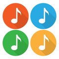 Musical note, colourful web icon set, vector illustration Royalty Free Stock Photo