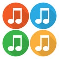 Musical note, colourful web icon set, vector illustration Royalty Free Stock Photo