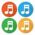 Musical note, colourful web icon set, vector illustration Royalty Free Stock Photo