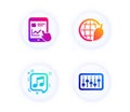 Musical note, Environment day and Internet report icons set. Dj controller sign. Vector