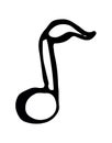 Musical note. Hand drawn black vector isolated Royalty Free Stock Photo